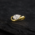 Handcrafted pear cut 2ct diamond engagement ring in gold setting