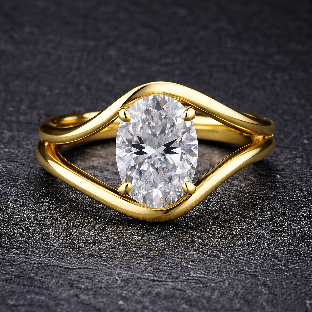 Grace 3ct Oval Diamond Engagement Ring in 14K Gold