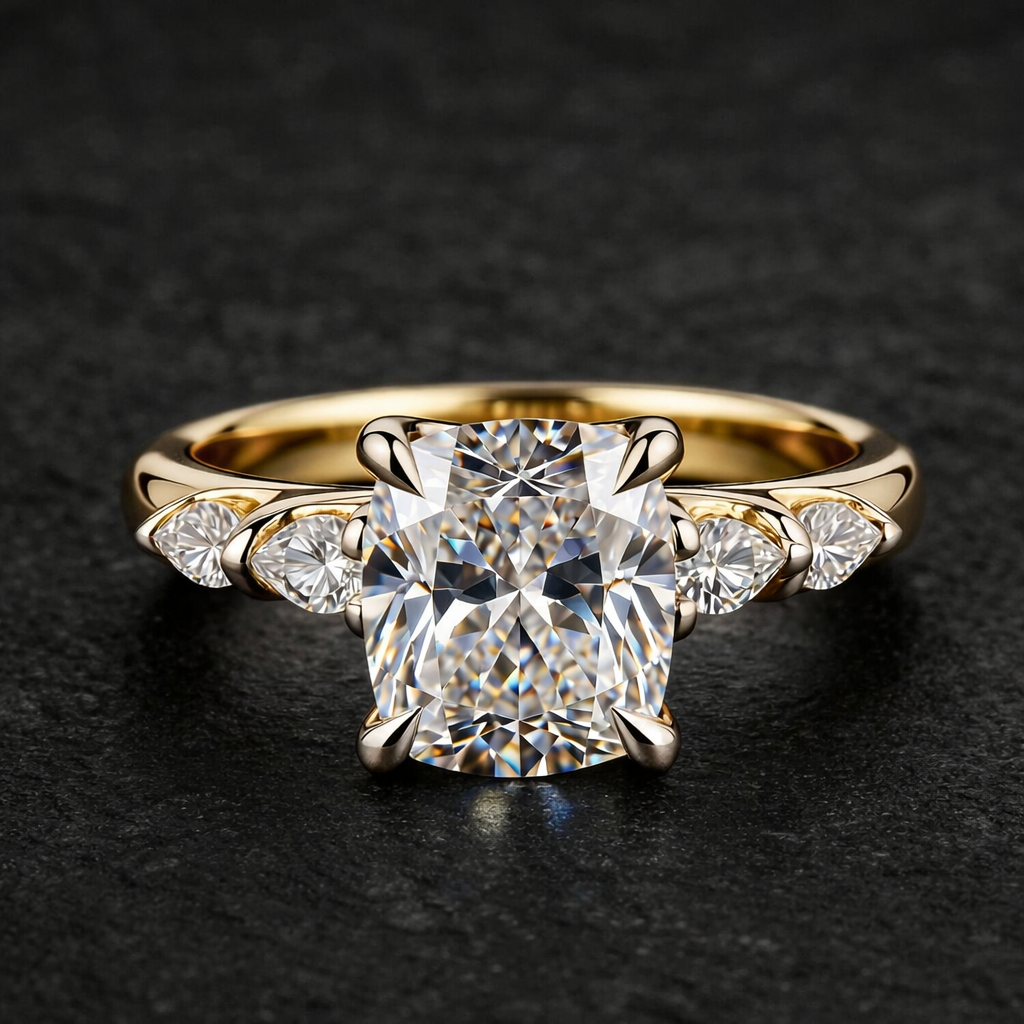 Jane - 4ct Cushion Cut 18k Gold Ring